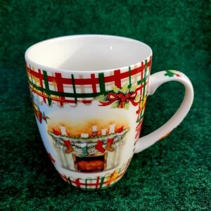 VTG 1972 All For You Holiday Coffee Cup Mug Fireplace Stockings USA